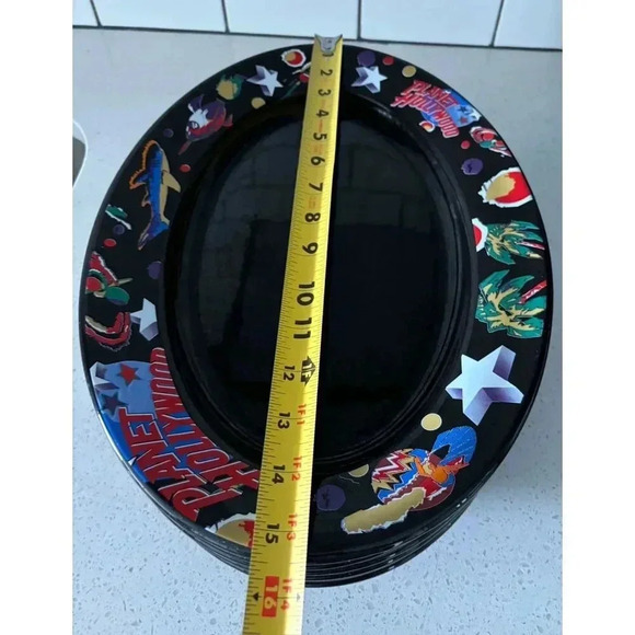 Planet Hollywood Set of 6 Serving Plates Black Size 15"x11" - Picture 2 of 6